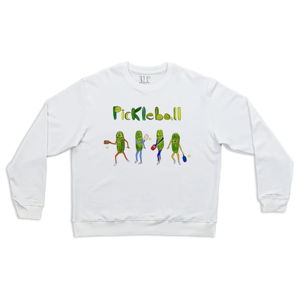 NWOT Unfortunate Portrait Pickleball Graphic White Sweater